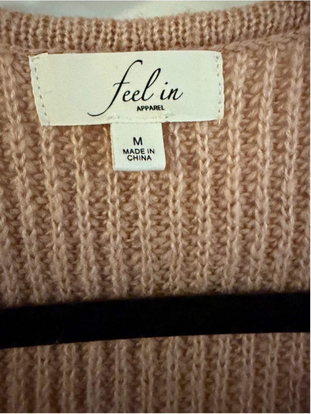 Feel In Color Block Open Front Cardigan - Black Purple Pink Cream - Size Medium - Picture 5 of 5